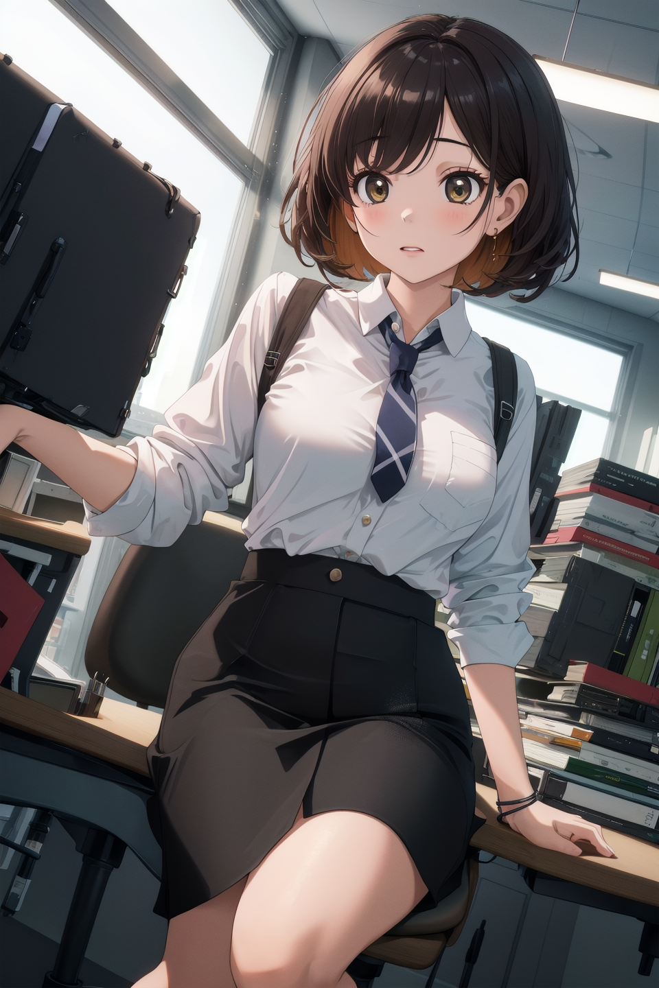 masterpiece,best quality,1girl,dutch angle,dynamic,dramatic,office